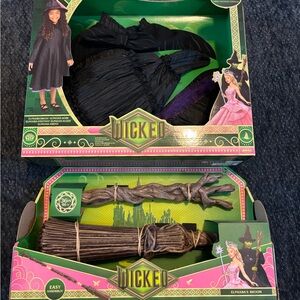 Wicked Elphaba Dress Costume and Broom Set 4-6X
